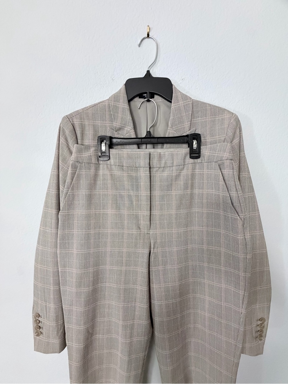 Express Gray Plaid Tailored Ankle Trousers - Picture 8 of 15